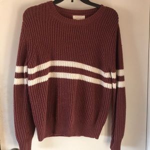 Dark magenta with white stripes sweater